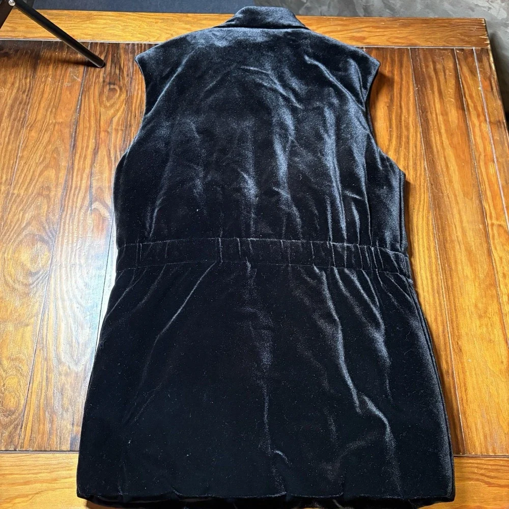 Seven Lab NYC Black Velvet Star Long Vest Woolmark Russia Sz M Fun Art Unique